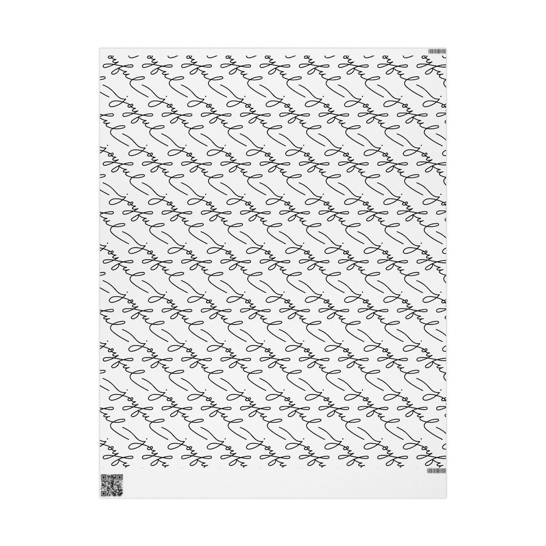 Joyful Black Script Handwritten Pattern Wrapping Paper | Holiday Gift ...