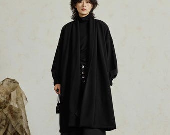 Asymmetric Avant-Garde Long Coat / Minimal Dark Silhouette / Unisex Oversized Outerwear