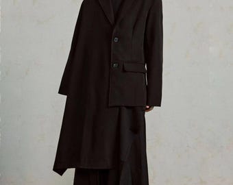 Asymmetric Draped Avant-Garde Jacket / Deconstructed Blazer-Style Layer / Unisex Sculptural Outerwear