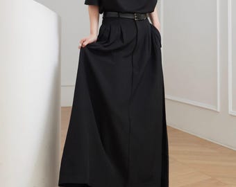 Asymmetric Avant-Garde Long Skirt / Minimal Dark Wasteland Style / High-Waisted Draped Skirt