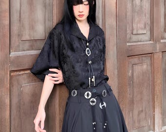 Shadow Petal Embroidered Shirt / Half-Sleeve Relaxed Form / Unisex