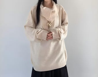 Layered Wrap Long-Sleeve Top / Asymmetric Avant-Garde Shirt / Unisex Oversized Fit