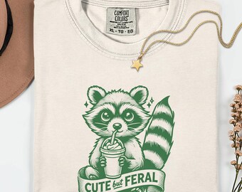 Cute but Feral Raccoon T-shirt | Cute Feral Raccoon Illustration