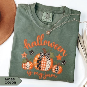 Cute Halloween Is My Jam T-Shirt, Comfort Colors® Halloween  with Faux Patch, Spooky Season Shirt, Pumpkin Shirt, Gift for Halloween Lovers