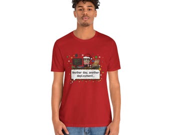 Funny Programmer Christmas Shirt, Another day another deployment, Developer Holiday Gift, Coding Tee, IT, Pixel Art Software Engineer Tshirt