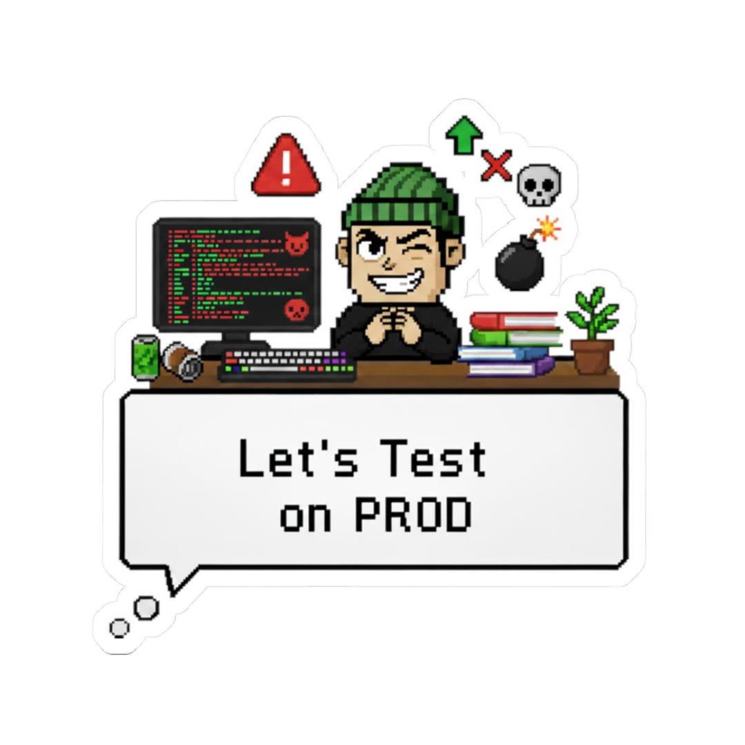 Funny Programmer Sticker "let's Test on Prod" Pixel Art Laptop Decal ...