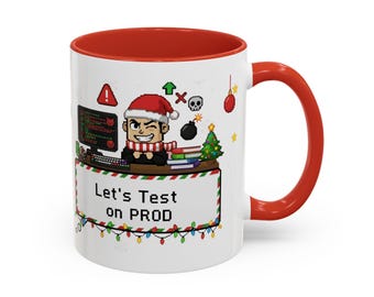 Geek Christmas - Mug Let's test on PROD | Funny Programmer Gift | XMAS x-mas tester