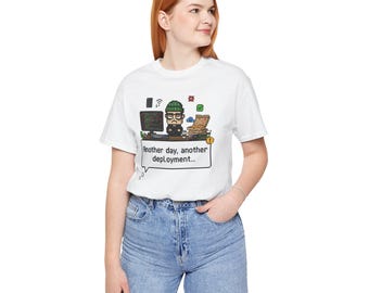 Funny Programmer Shirt, "Another day another deployment", Software Engineer Gift, Coding Tee, Developer Tshirt, Plus Size 4XL 5XL, DevOps