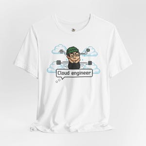 Funny Programmer Shirt, "Cloud engineer", Software Engineer Gift, Coding Tee, Computer Science, Developer Tshirt, Plus Size 4XL 5XL IaS SaS