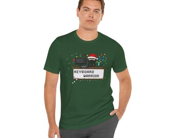 Funny Programmer Christmas Shirt, Keyboard warrior, Developer Holiday Gift, Coding Tee, IT Humor Top, Pixel Art Software Engineer Tshirt
