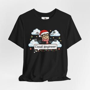Funny Programmer Christmas Shirt, Cloud engineer, Developer Holiday Gift, Coding Tee, IT Humor Top, Pixel Art Software Engineer Tshirt