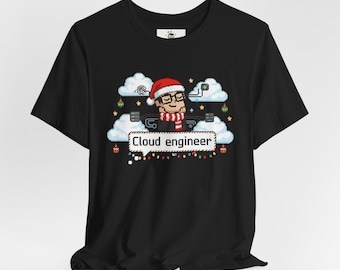 Funny Programmer Christmas Shirt, Cloud engineer, Developer Holiday Gift, Coding Tee, IT Humor Top, Pixel Art Software Engineer Tshirt