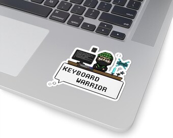 Funny Programmer Sticker "Keyboard warrior" Pixel Art Laptop Decal, Coding Gift, IT warrior, IT NINJA, Ninja, hardcode, developer, it geek