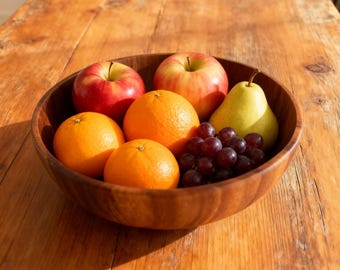 Ciotola per insalata in acacia fatta a mano – Ciotola giapponese per frutta, zuppa o portata con posate in legno opzionali