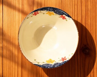 Grande ciotola giapponese in ceramica per ramen con motivo floreale, ciotola in porcellana per noodles da 1300 ml per zuppa o riso