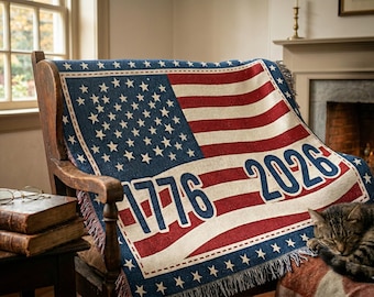 Coperta tessuta per il 250° anniversario / Bandiera americana 1776–2026, regalo per i patrioti che celebrano gli Stati Uniti.