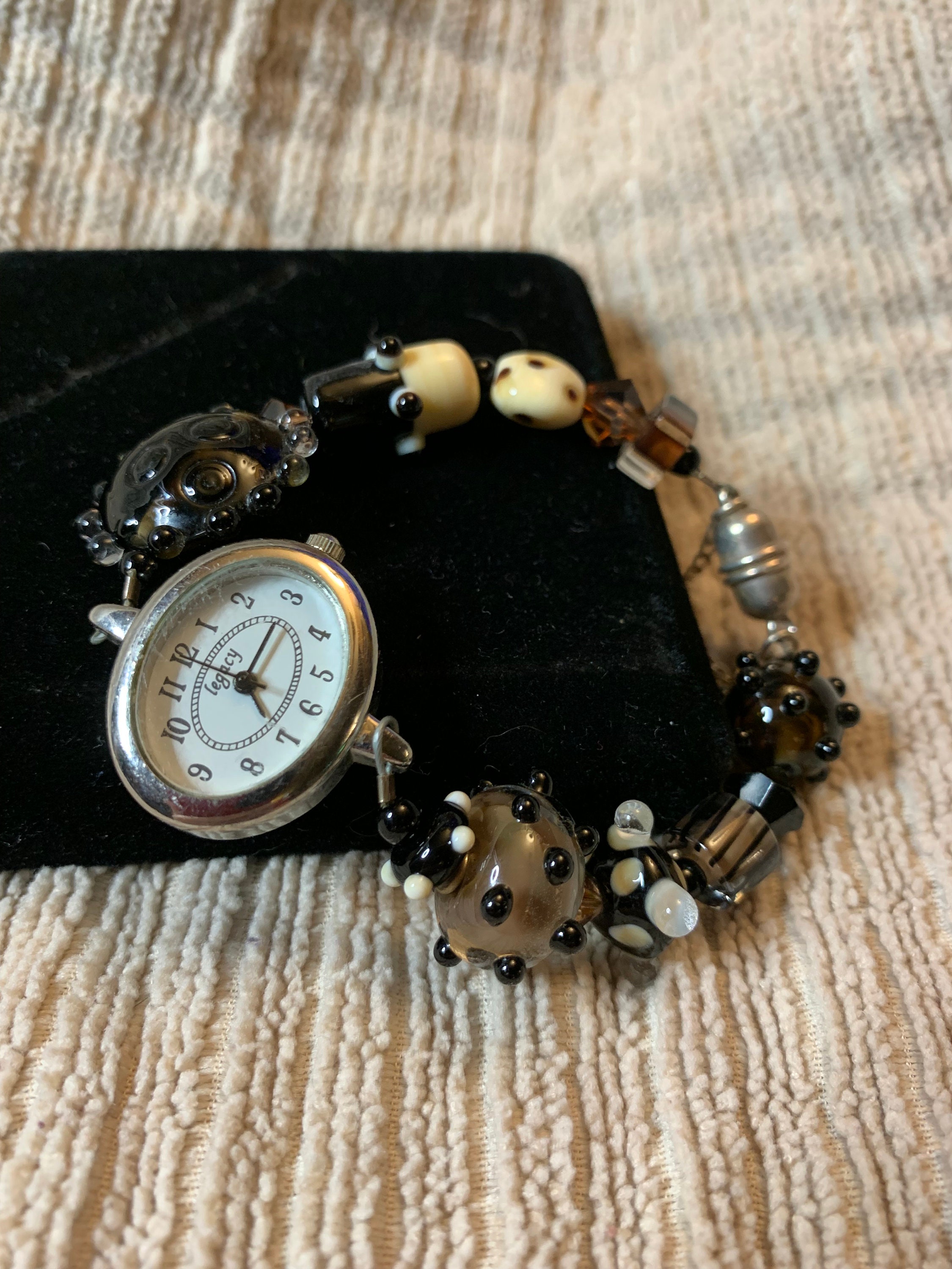 Woman s Legacy Watch With Lamp Work Beads Band Beautiful B104 244 Etsy