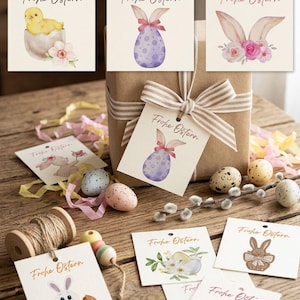 Oster Geschenkanhänger Set Digital (12 Motive) – Frohe Ostern Anhänger zum Ausdrucken – Printable Oster Tags – DIY Geschenkverpackung