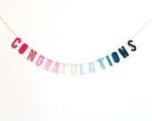 FREE SHIPPING Congratulations Ombré hot pink to blue felt party banner, felt party banner, desk banner