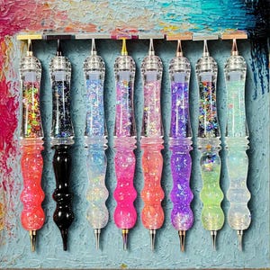 Penna e punte per diamond painting, penna artistica con diamanti scintillanti, strumento per ricamo con filo colorato e punte a vite in metallo.