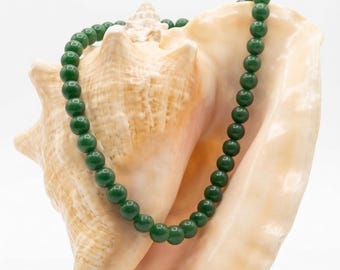 Dark Green Jade Choker Necklace, Simple Elegant Jade Jewelry