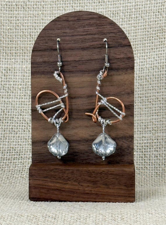 Wire and Bead Earrings, Handmade Beaded Wire Jewelry