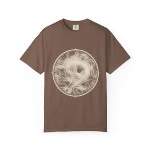 Topographic Map T-Shirt, Contour Lines Circle Graphic Tee, 100% Cotton Comfort Colors Shirt for Hikers and Overlanding Fans zdjęcie 4