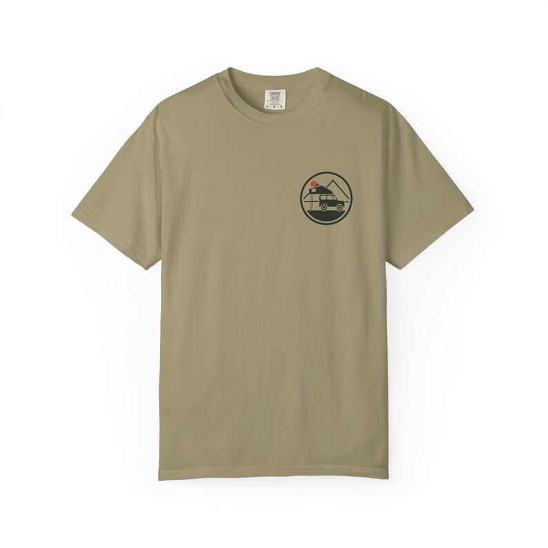 Choose the Dirt T-Shirt, Overlanding Back Print Tee with Small Rooftop Tent Chest Logo, 100% Cotton Comfort Colors Shirt image 3