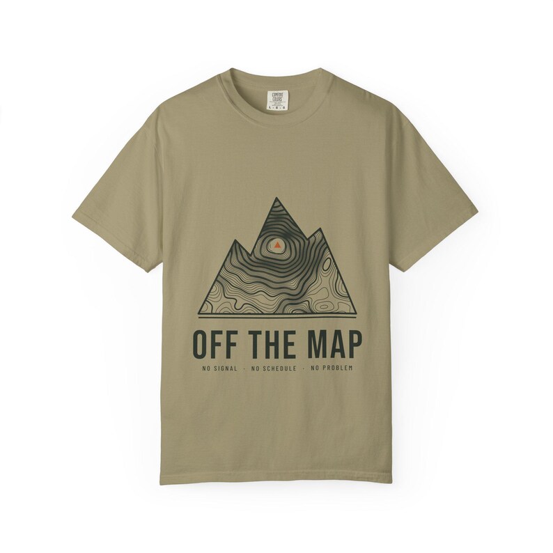 Off the Map T-Shirt, Topographic Mountain Graphic Tee, 100% Cotton Comfort Colors Shirt, Overlanding and Camping Gift image 3