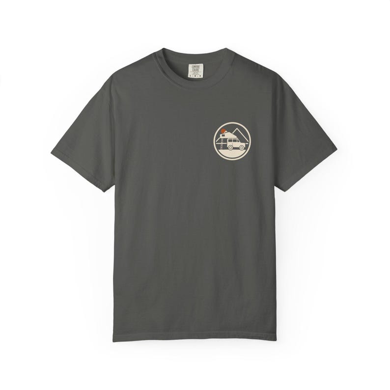 Choose the Dirt T-Shirt, Overlanding Back Print Tee with Small Rooftop Tent Chest Logo, 100% Cotton Comfort Colors Shirt image 5