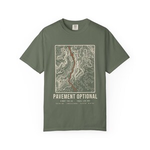 Pavement Optional Old NC 105 T-Shirt, Linville Gorge Topographic Map Tee, 100% Cotton Comfort Colors Shirt, North Carolina Gift image 3
