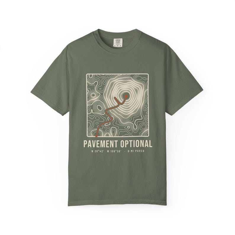Pavement Optional T-Shirt, Topographic Map Trail Route Tee, 100% Cotton Comfort Colors Overlanding Shirt, Off Road Gift image 4
