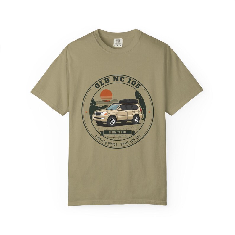 Old NC 105 T-Shirt, Linville Gorge Trail Log Badge Tee, Vintage Off Road Rig Graphic, 100% Cotton Comfort Colors Shirt image 3