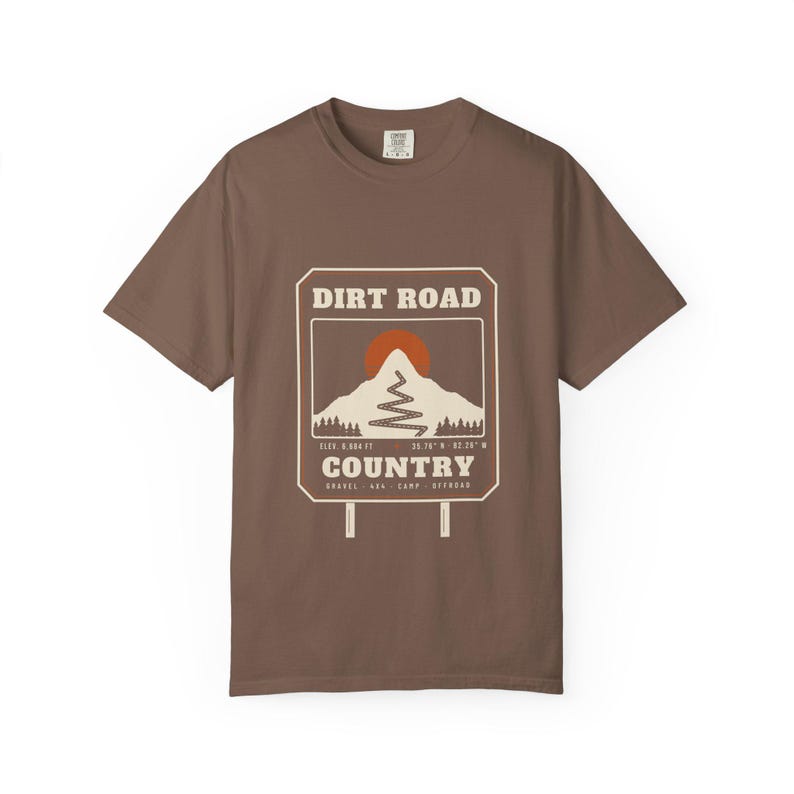 Dirt Road Country T-Shirt, Mountain Road Sign Graphic Tee, North Carolina Off Road Overlanding Shirt, Comfort Colors Bild 5