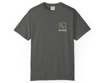 Low Range T-Shirt, 4x4 Shifter Back Print Tee with Pocket Logo, Off Road Overlanding Shirt, 100% Cotton Comfort Colors
