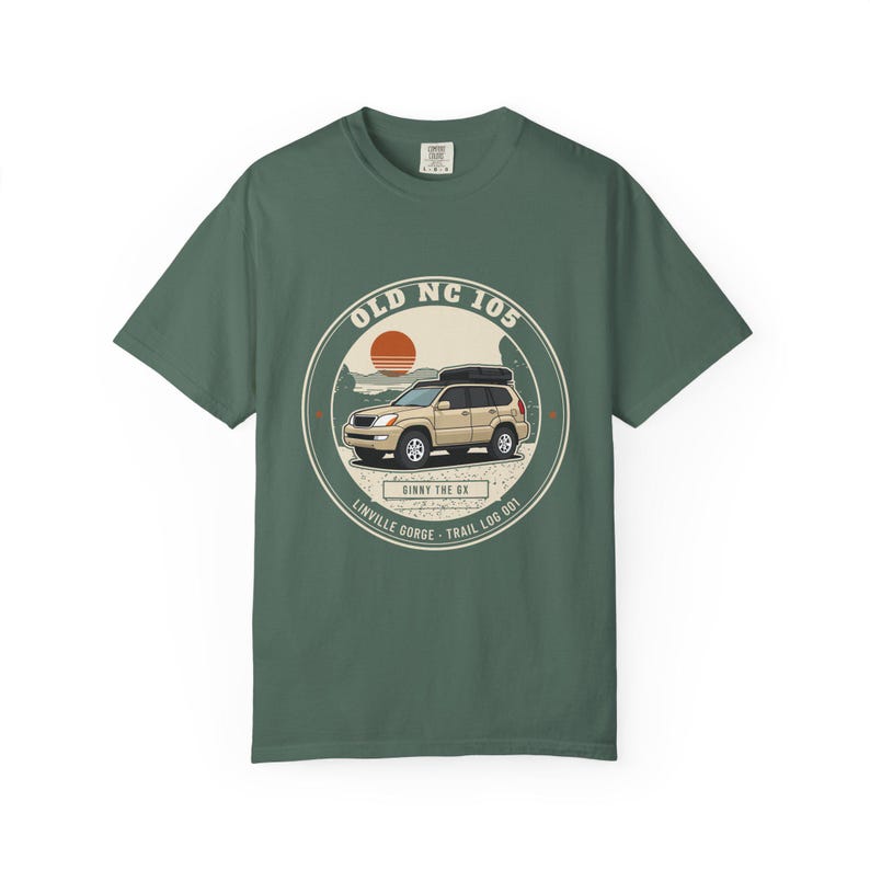 Old NC 105 T-Shirt, Linville Gorge Trail Log Badge Tee, Vintage Off Road Rig Graphic, 100% Cotton Comfort Colors Shirt image 6