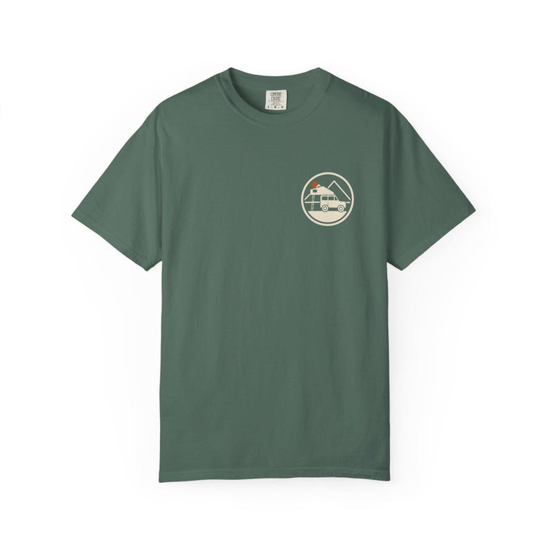 Choose the Dirt T-Shirt, Overlanding Back Print Tee with Small Rooftop Tent Chest Logo, 100% Cotton Comfort Colors Shirt image 6