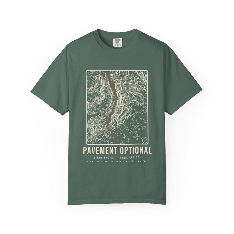 Pavement Optional Old NC 105 T-Shirt, Linville Gorge Topographic Map Tee, 100% Cotton Comfort Colors Shirt, North Carolina Gift image 4