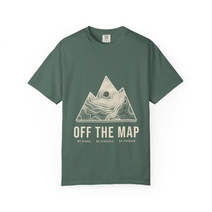 Off the Map T-Shirt, Topographic Mountain Graphic Tee, 100% Cotton Comfort Colors Shirt, Overlanding and Camping Gift image 6