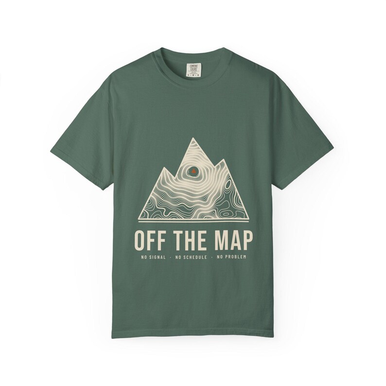 Off the Map T-Shirt, Topographic Mountain Graphic Tee, 100% Cotton Comfort Colors Shirt, Overlanding and Camping Gift image 6