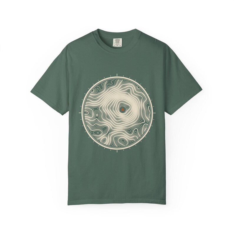 Topographic Map T-Shirt, Contour Lines Circle Graphic Tee, 100% Cotton Comfort Colors Shirt for Hikers and Overlanding Fans zdjęcie 6
