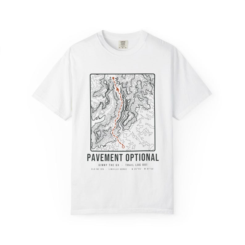Pavement Optional Old NC 105 T-Shirt, Linville Gorge Topographic Map Tee, 100% Cotton Comfort Colors Shirt, North Carolina Gift image 7