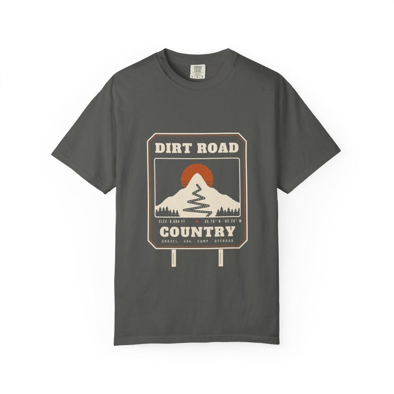 Dirt Road Country T-Shirt, Mountain Road Sign Graphic Tee, North Carolina Off Road Overlanding Shirt, Comfort Colors Bild 2