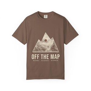 Off the Map T-Shirt, Topographic Mountain Graphic Tee, 100% Cotton Comfort Colors Shirt, Overlanding and Camping Gift image 4