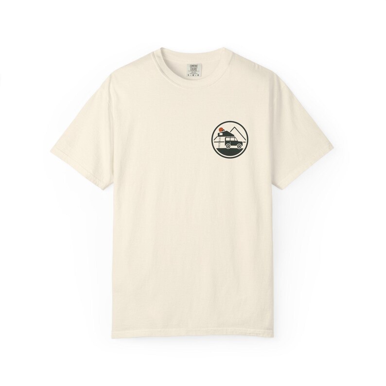 Choose the Dirt T-Shirt, Overlanding Back Print Tee with Small Rooftop Tent Chest Logo, 100% Cotton Comfort Colors Shirt image 2