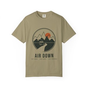 Air Down T-Shirt, Overlanding Rooftop Tent Mountain Badge Tee, 100% Cotton Comfort Colors Shirt, Off Road Camping Gift image 2