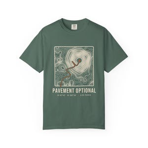Pavement Optional T-Shirt, Topographic Map Trail Route Tee, 100% Cotton Comfort Colors Overlanding Shirt, Off Road Gift image 5