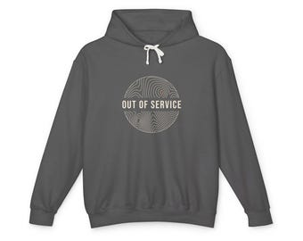 „Out of Service“-Hoodie, Topo-Map-Overlanding-Sweatshirt, Comfort Colors, stückgefärbt in Pfeffer, Offroad und Trail