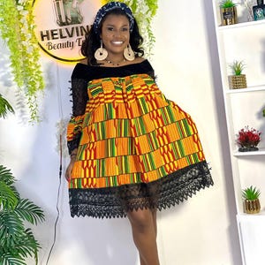 chinese dress ladies Embellished 3 Tier White Lace Maxi Dress with African Print Lining  CUMO  LONDON