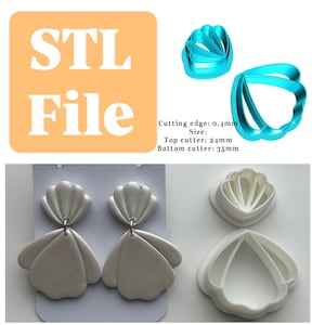 Juego de cortadores de arcilla polimérica Shell (archivo digital), cortador STL